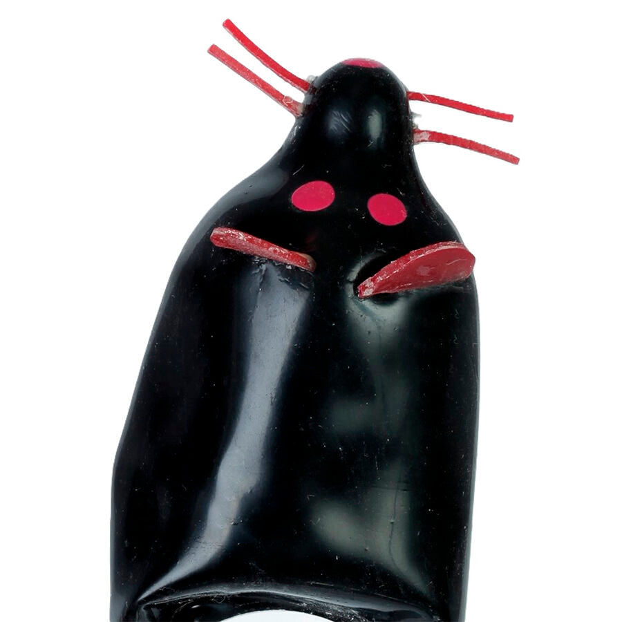 Handgemalte Kondome Schwarze Maus XL