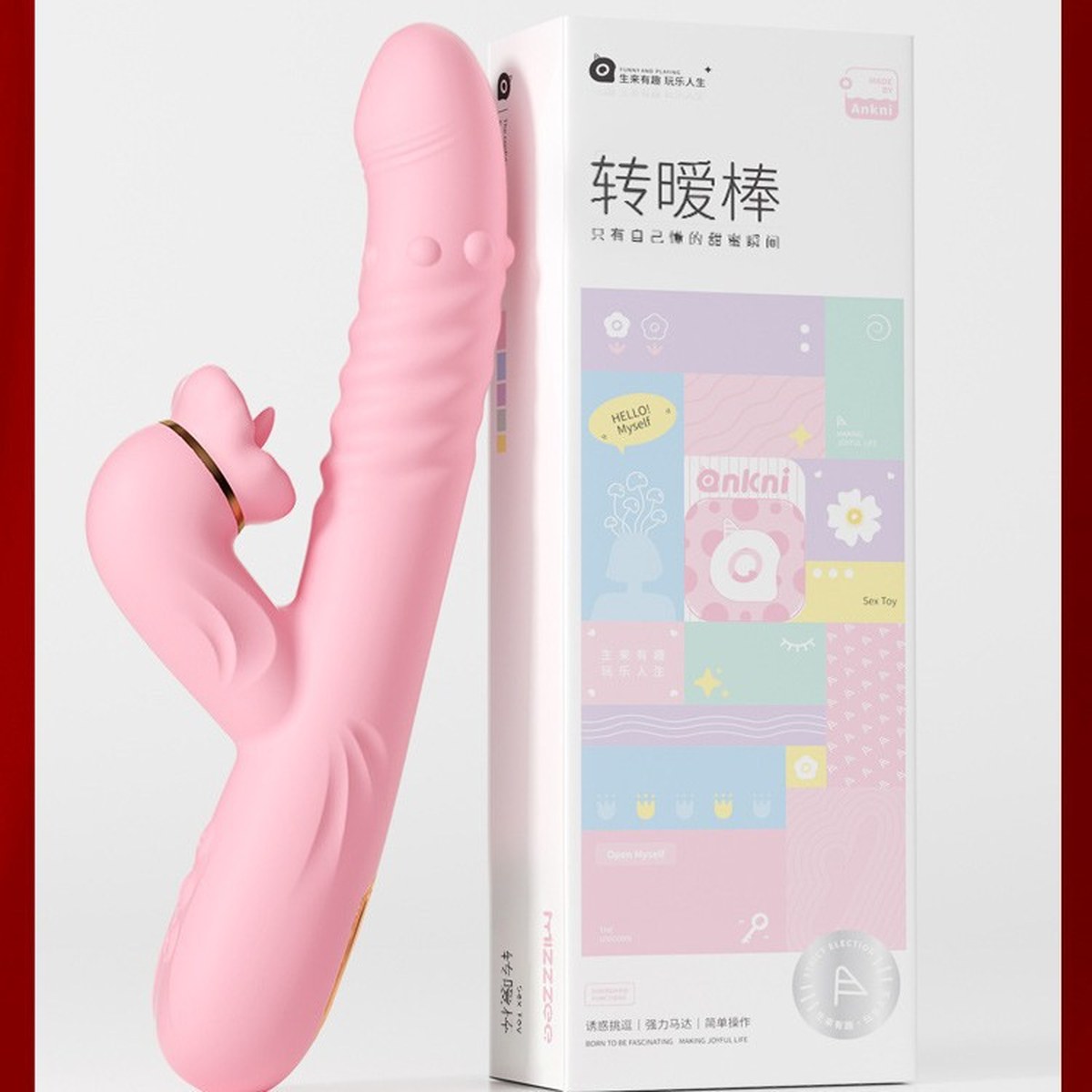 Zungen-Vibrator mit ausfahrbaren Perlen & Wärmefunktion