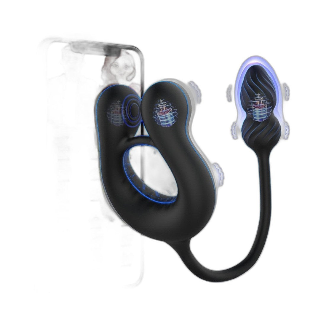 3-in-1 Männer-Stimulator mit Vibrationsring & Silikon
