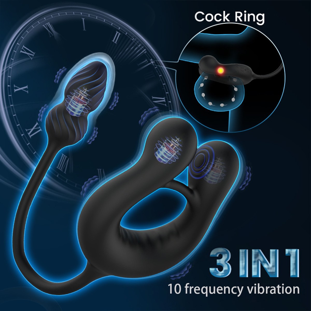3-in-1 Männer-Stimulator mit Vibrationsring & Silikon