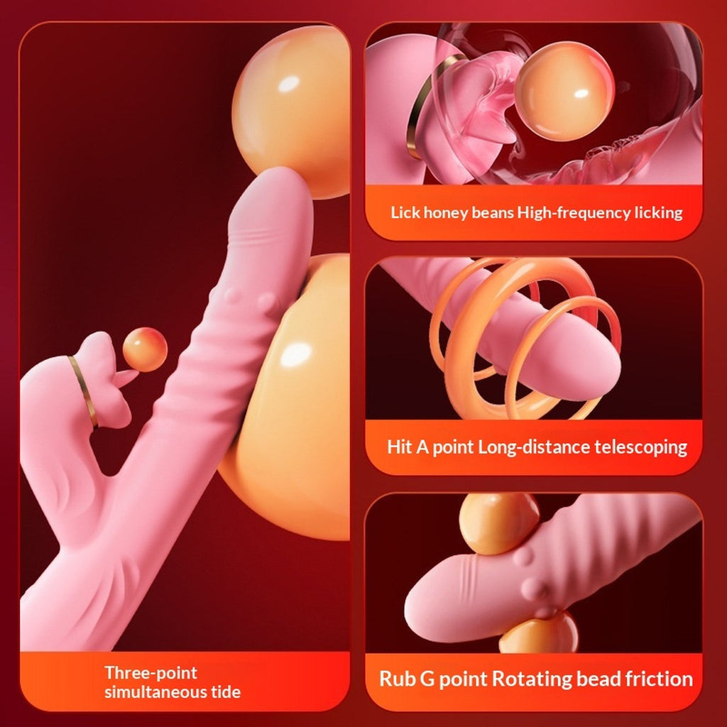 Zungen-Vibrator mit ausfahrbaren Perlen & Wärmefunktion