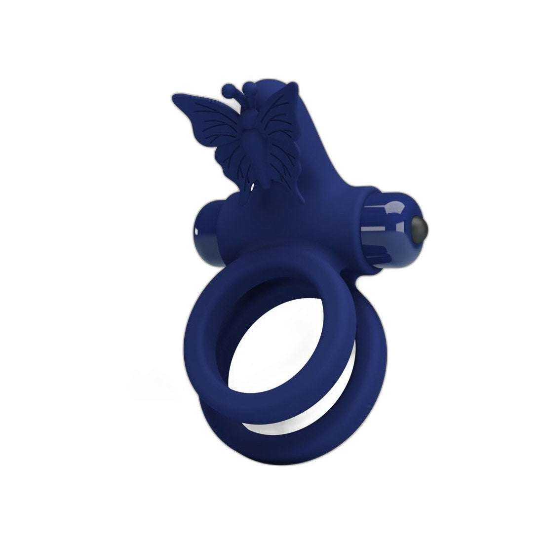 Doppelring mit Butterfly-Vibrator Blau