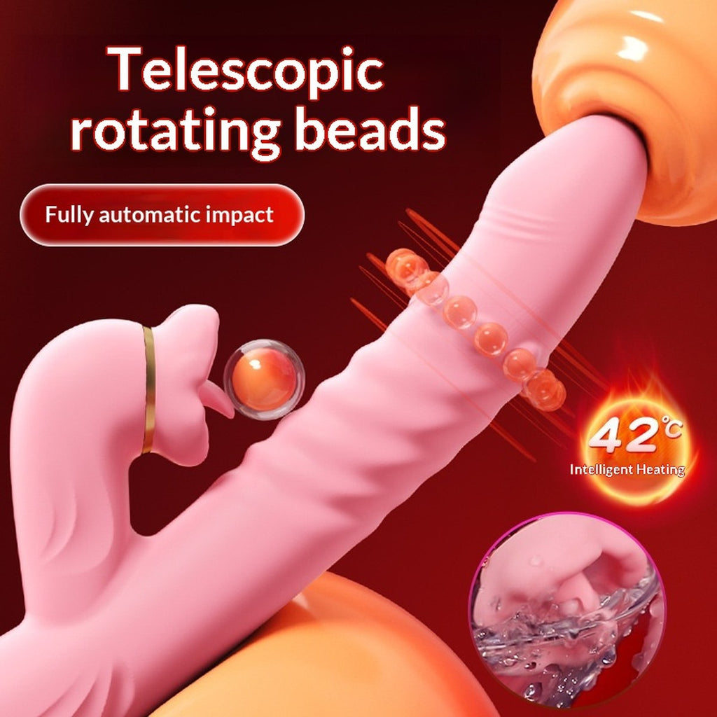 Zungen-Vibrator mit ausfahrbaren Perlen & Wärmefunktion
