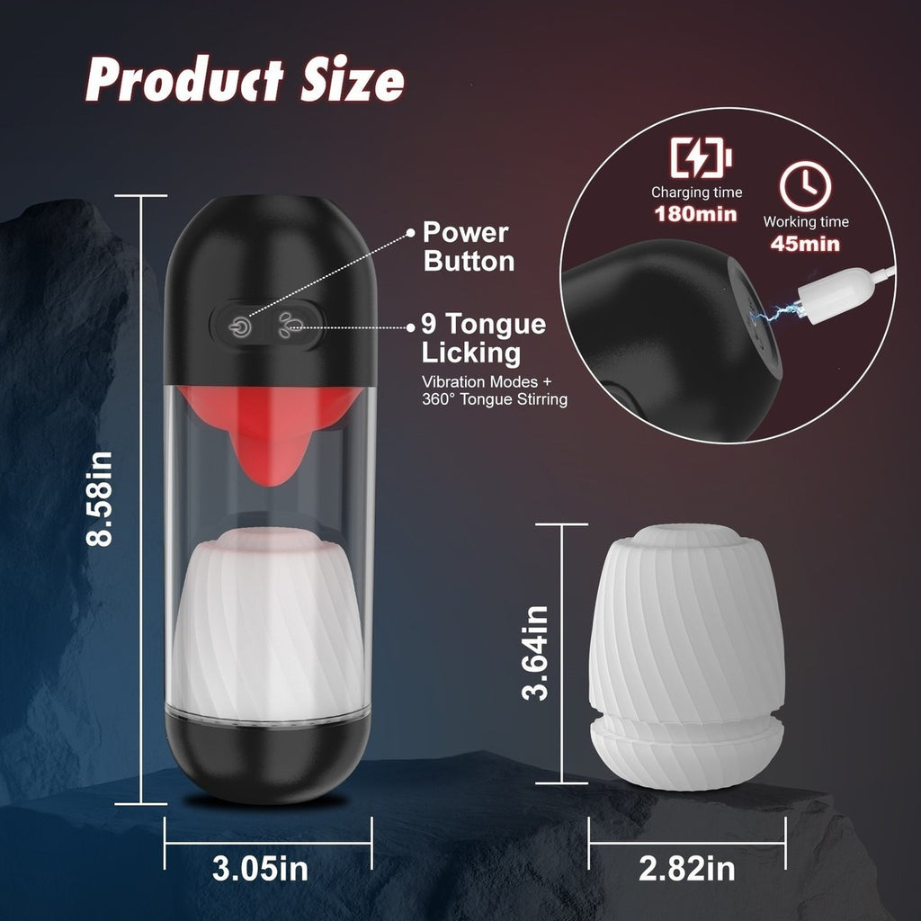 Masturbator mit Zungenreiz, Rotation & Vibration