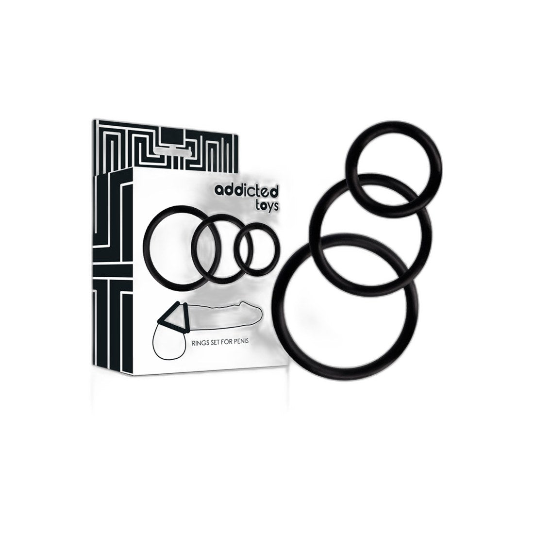 Penisringe Set in Schwarz