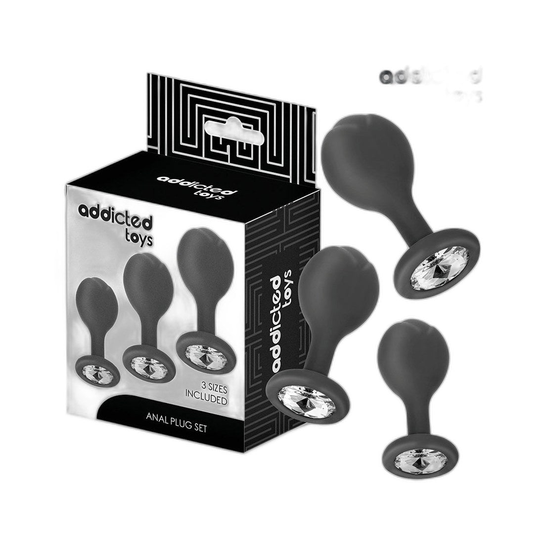 Analplug Set 3-teilig mit Kristalldekor
